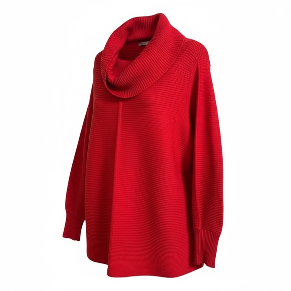 CYRUS Sweaters - CYRUS Women's Plus Size Cowl Neck Tunic Sweater Red Waffle Knit
